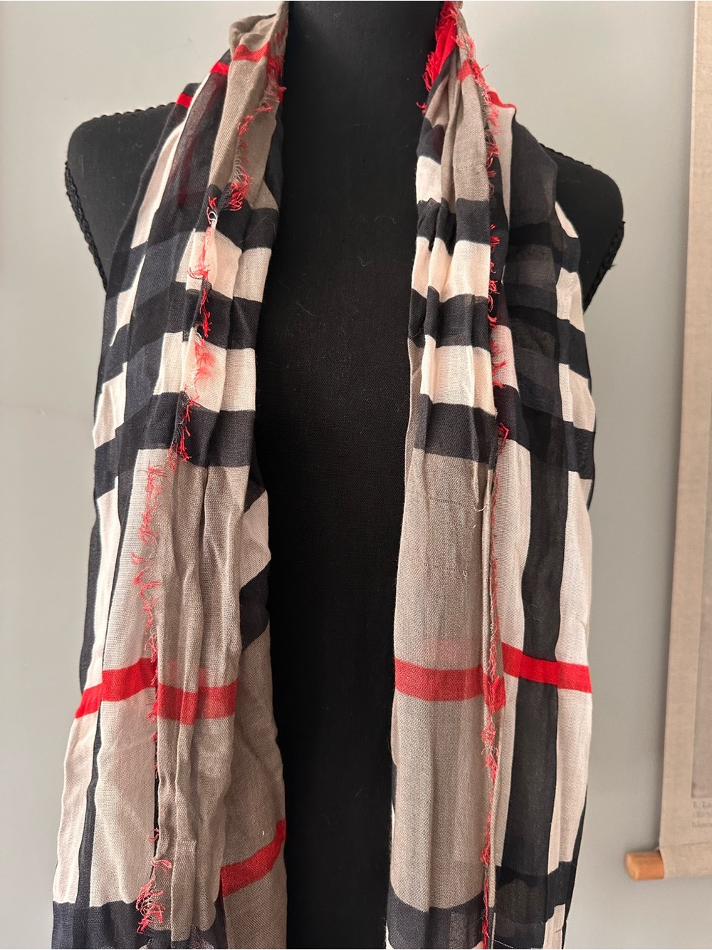 Classic Plaid Women's Scarf in Black, Gray & Red